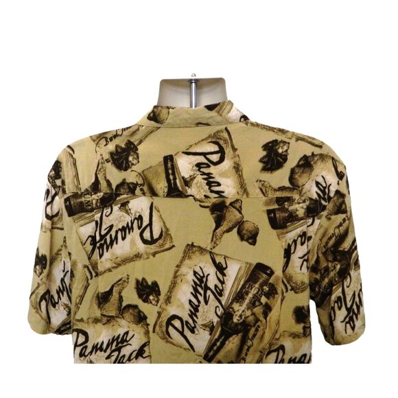 Panama Jack Hawaiian Shirt L Brown Rum Print Short Sleeve Button Rayon - Picture 4 of 7